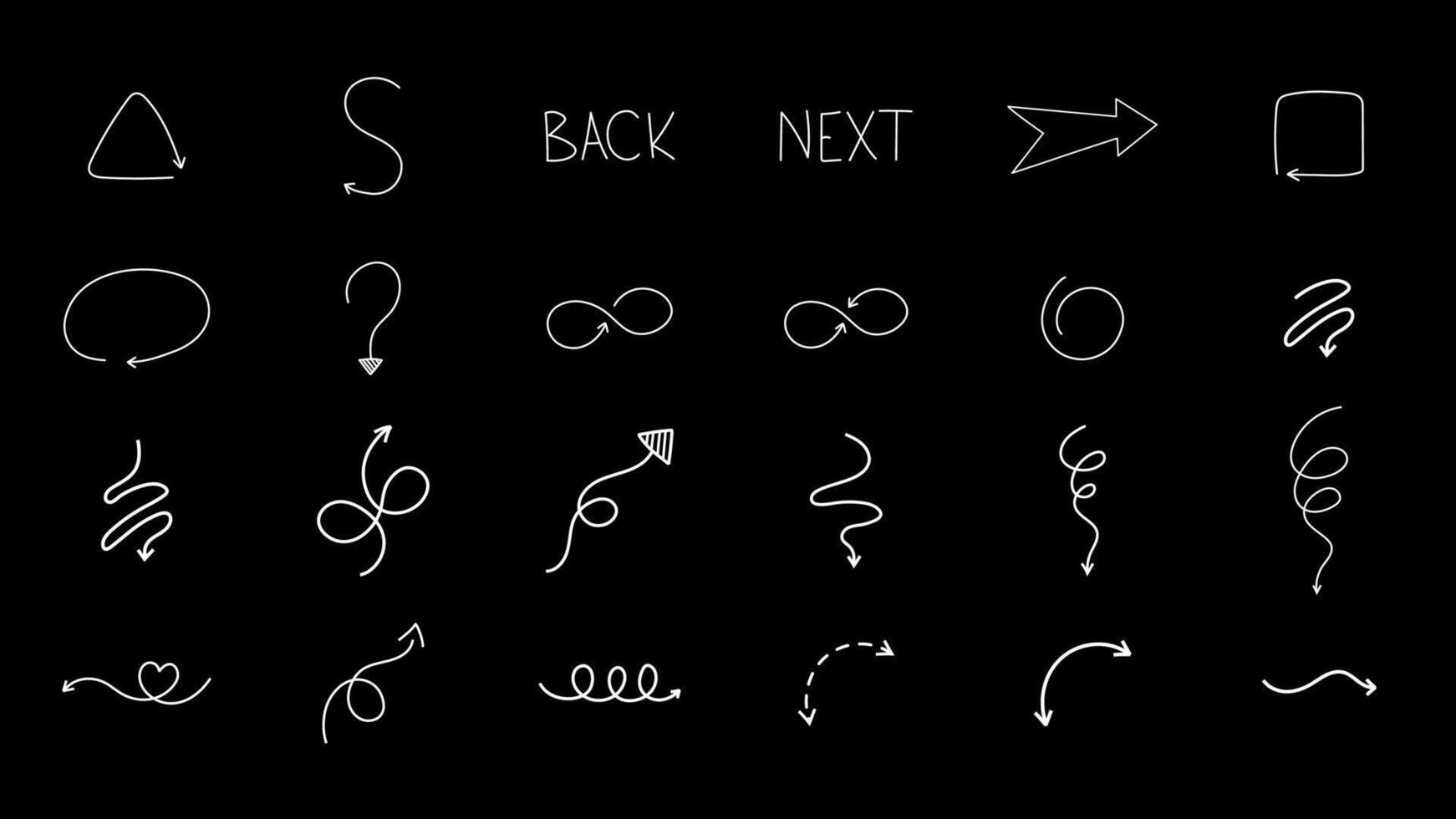 Simple hand drawn arrows doodle shapes set. Elements for decoration and design. vector