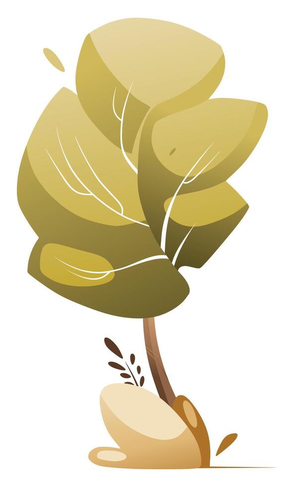 Illustration of a tree swaying in the wind vector