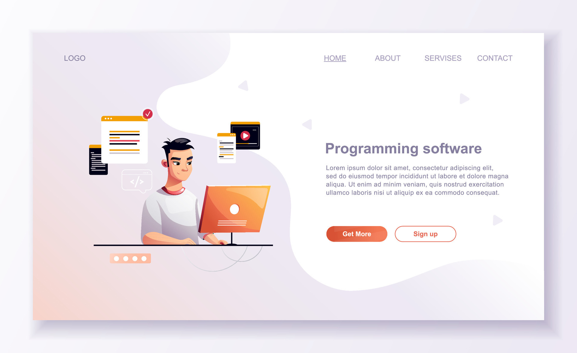 Programming concept, web engineer at work. Developer programming web ...