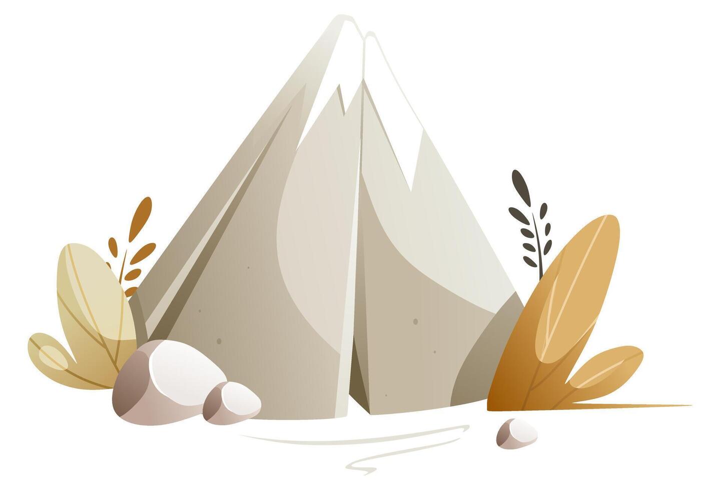 Illustration of mountain peak with a snowy peak vector