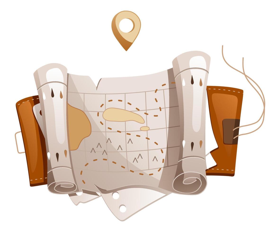 Illustration of a cartoon tourist paper map of the area vector