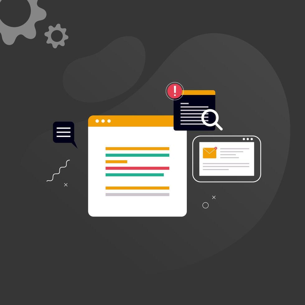 Simple multi-colored icons related to programming and communication on background, perfect for website, blog, graphic design, social media, UI, mobile app vector