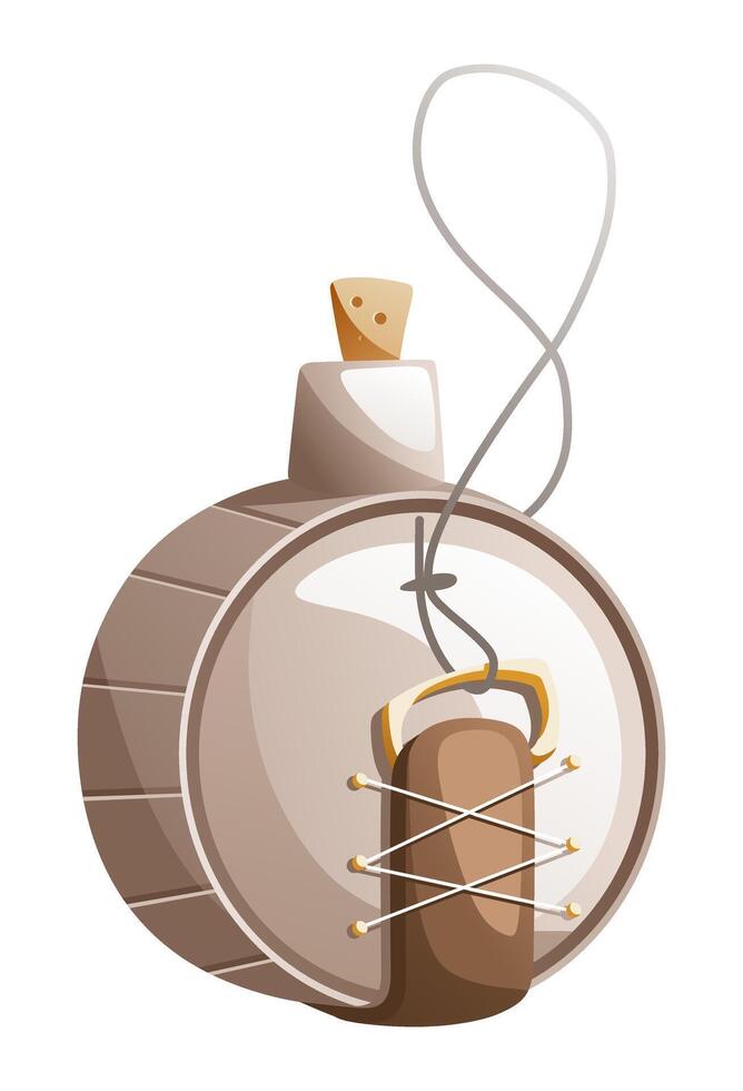 Illustration of a cartoon leather flask for tourism and outdoor activities vector