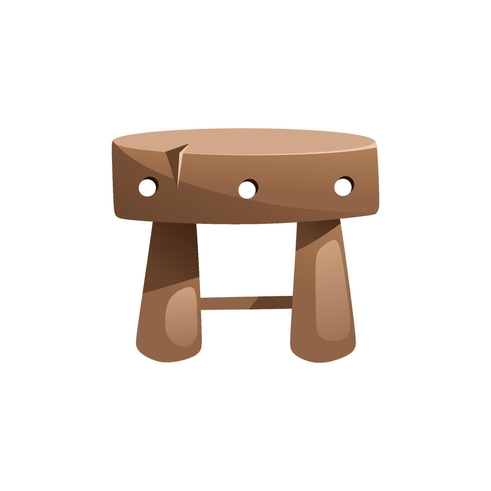 Illustration of a cartoon wooden retro stool vector