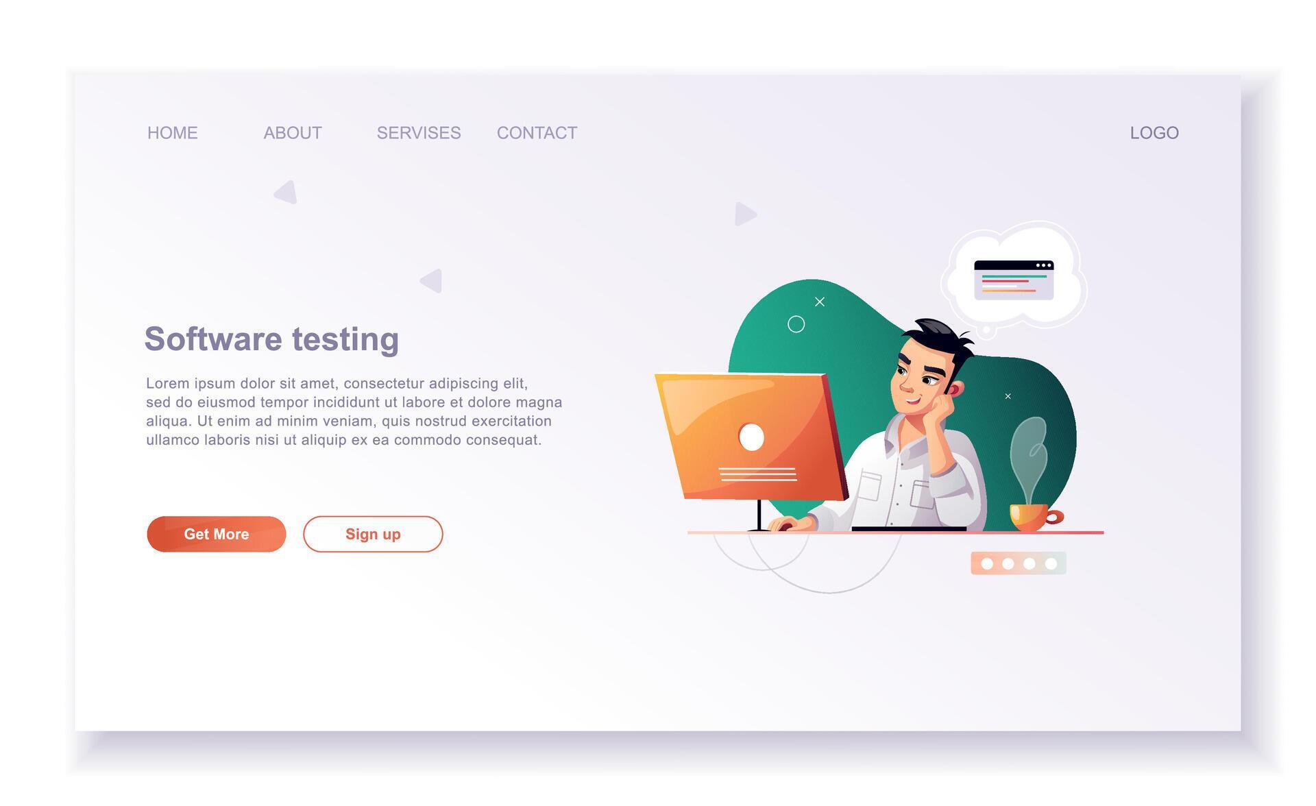 Programming concept, web engineer at work. Developer programming web ...