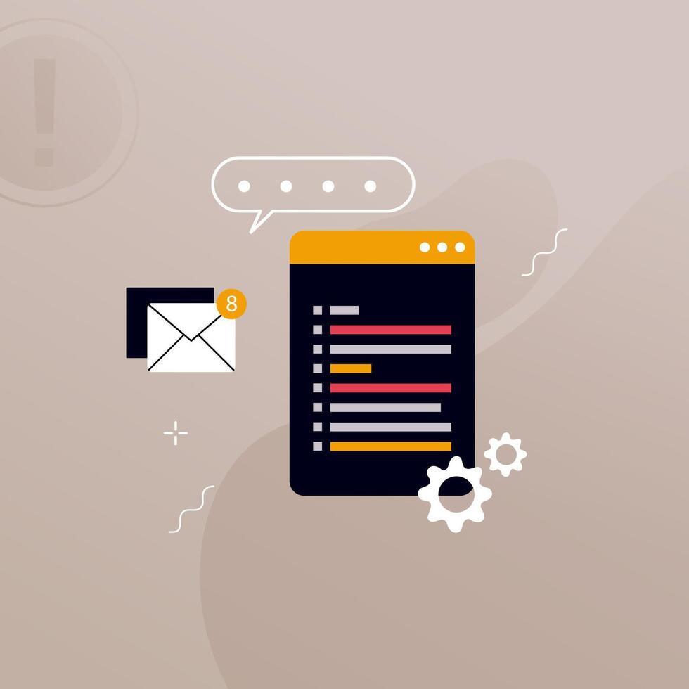 Simple multi-colored icons related to programming and communication on background, perfect for website, blog, graphic design, social media, UI, mobile app vector