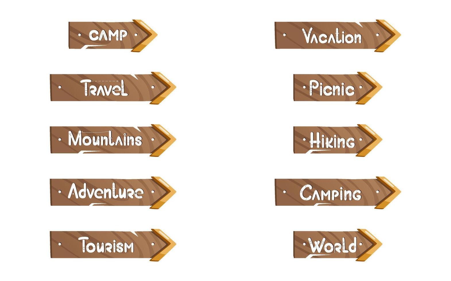 Stylized inscriptions on the theme of tourism vector