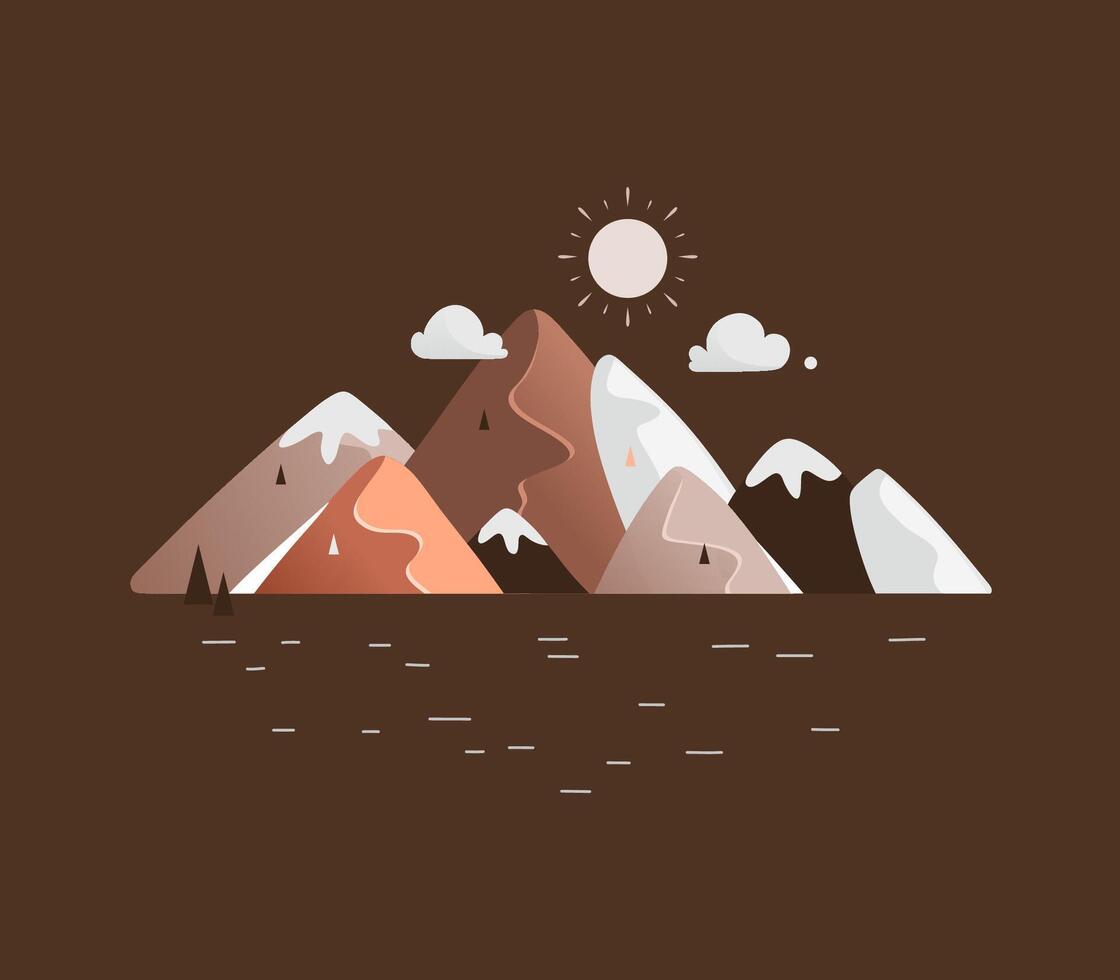 Mountain landscape with multicolored mountains in brown shades. vector
