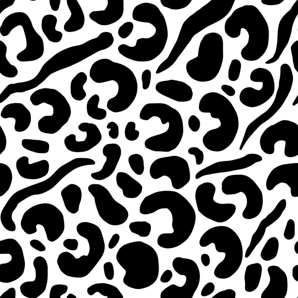 Ocelot skin print seamless pattern in black and white. Wild animal print. Leopard skin print for paper, textile, fashion design. vector