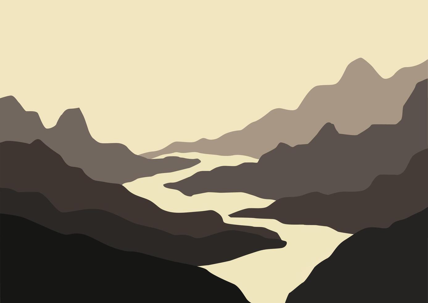 mountain and river panorama illustration template. vector