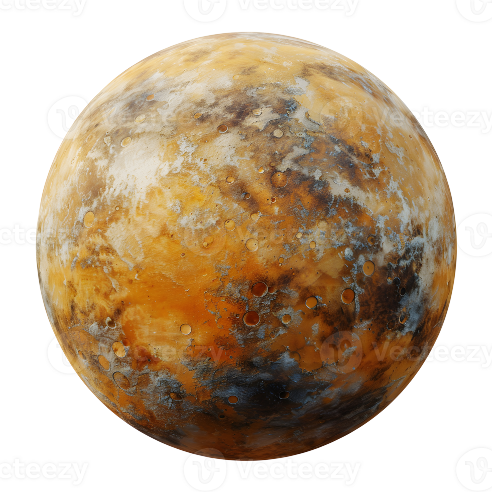 Realistic image of Mercury or a foreign planet isolated on transparent background with detailed surface png