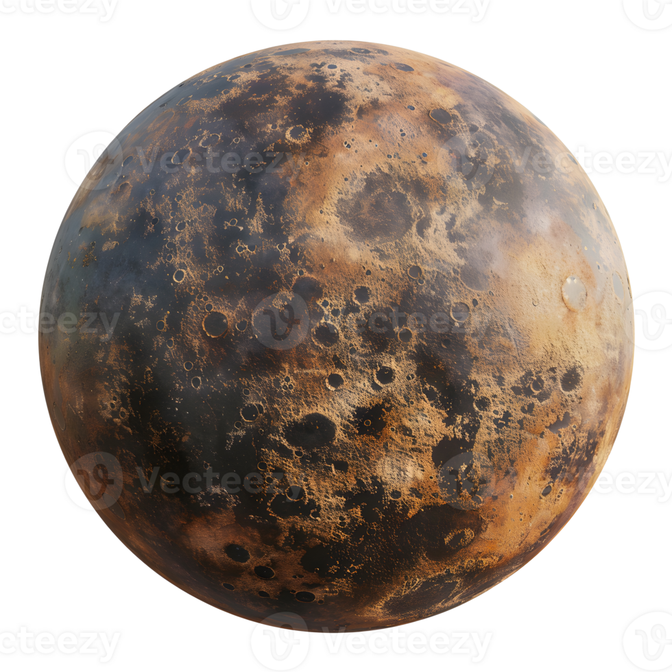 Realistic image of Mercury or a foreign planet isolated on transparent background with detailed surface png