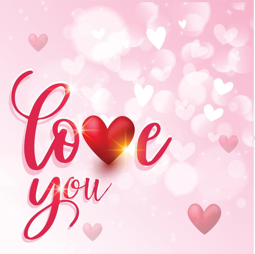 Pink heart Love with light pink background vector