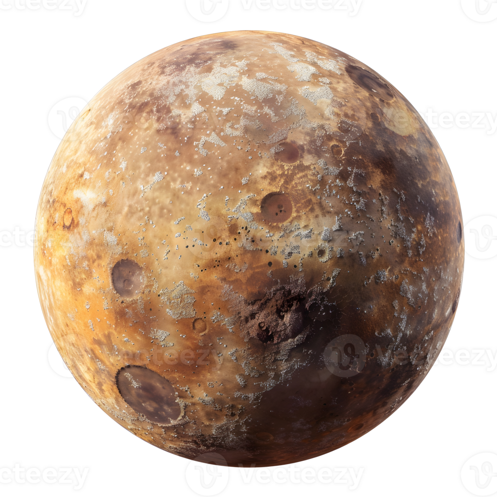 Realistic image of Mercury or a foreign planet isolated on transparent background with detailed surface png