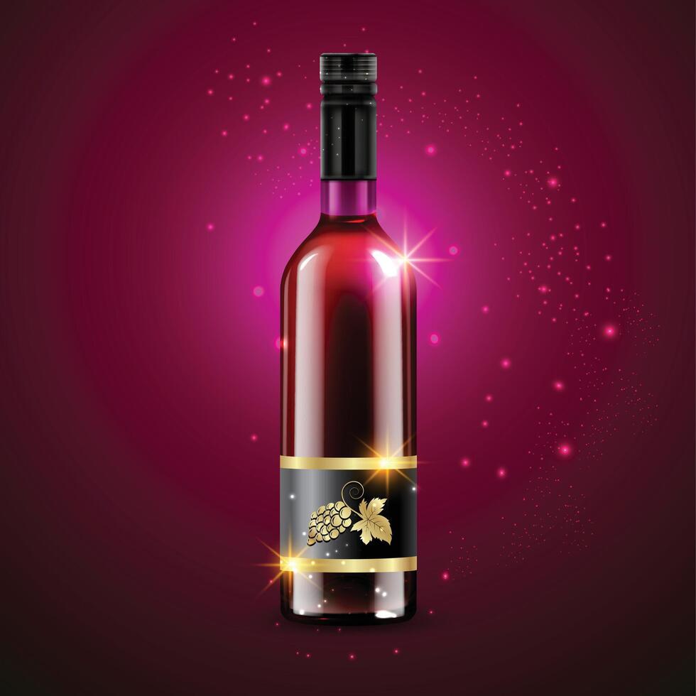 Red wine, Beer Glass Bottle, realistic illustration of beer bottles on a Dark background vector