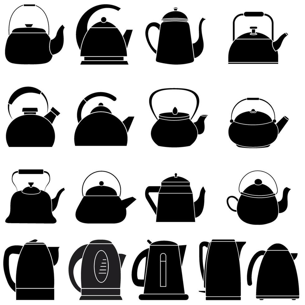 Kettle icon set. Teapot illustration sign collection. Pot symbol. Teakettle logo. vector