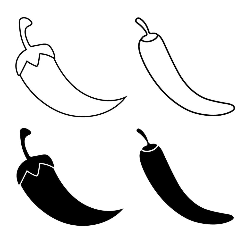 Chilli pepper icon set. jalapeno illustration symbol collection. Cayenne sing. vector