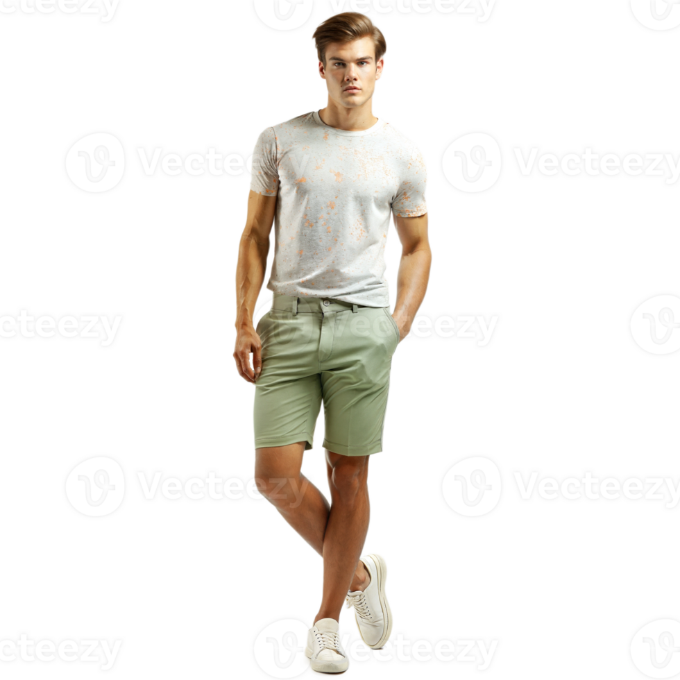 Man in casual summer attire walking forward png