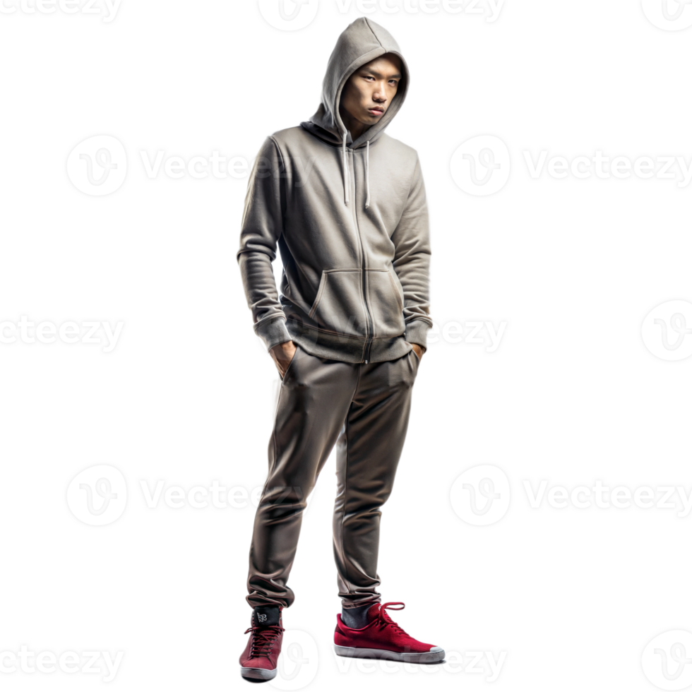Person in a hoodie standing confidently png