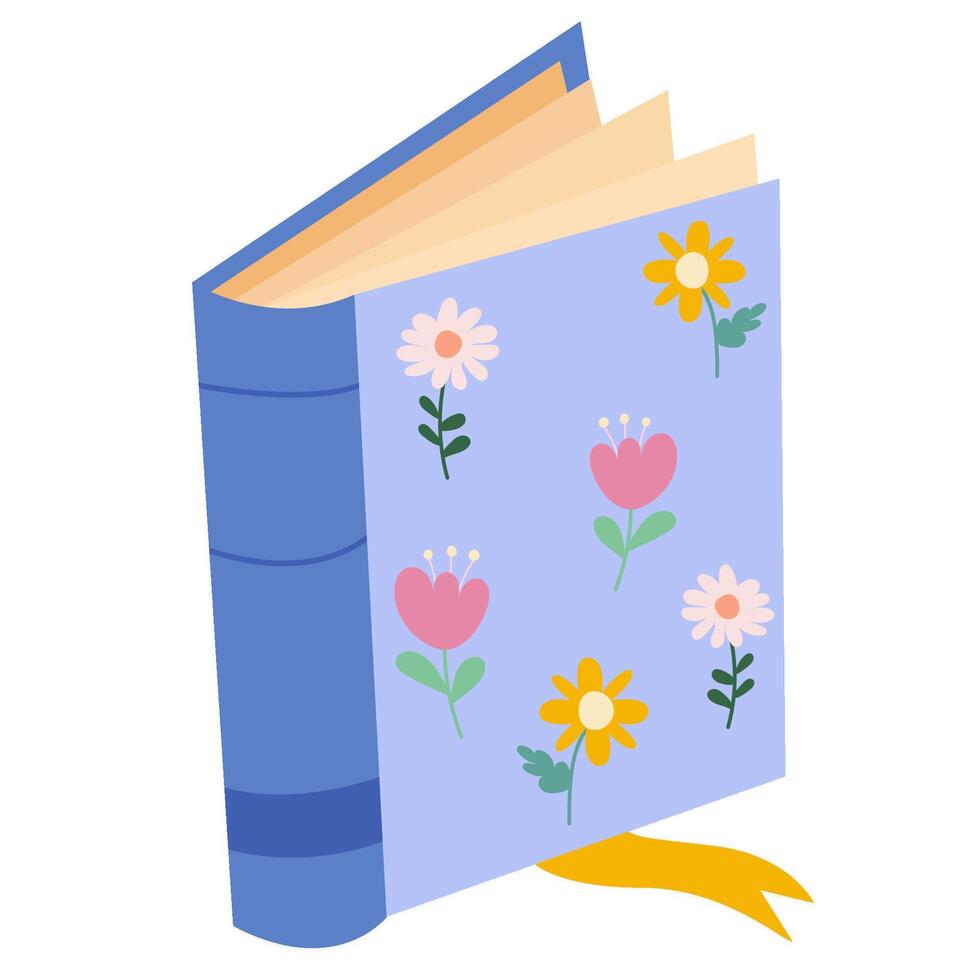 Book with flowers. Reading element for bookshop, library, bookstore or education. vector