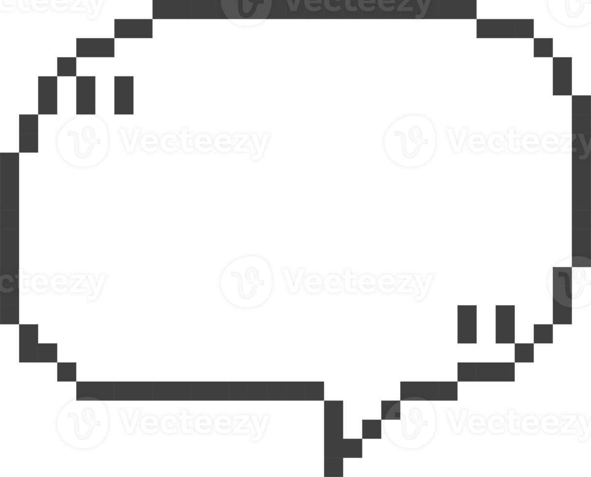 8bit retro game pixel speech bubble balloon with quotation marks, icon sticker memo keyword planner text box banner png