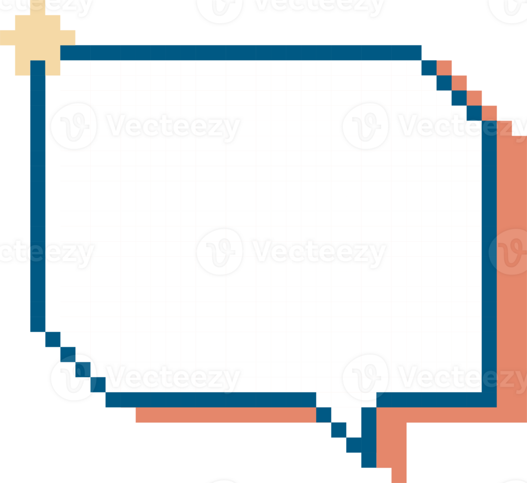 8bit retro game pixel speech bubble balloon icon sticker memo keyword planner text box banner png