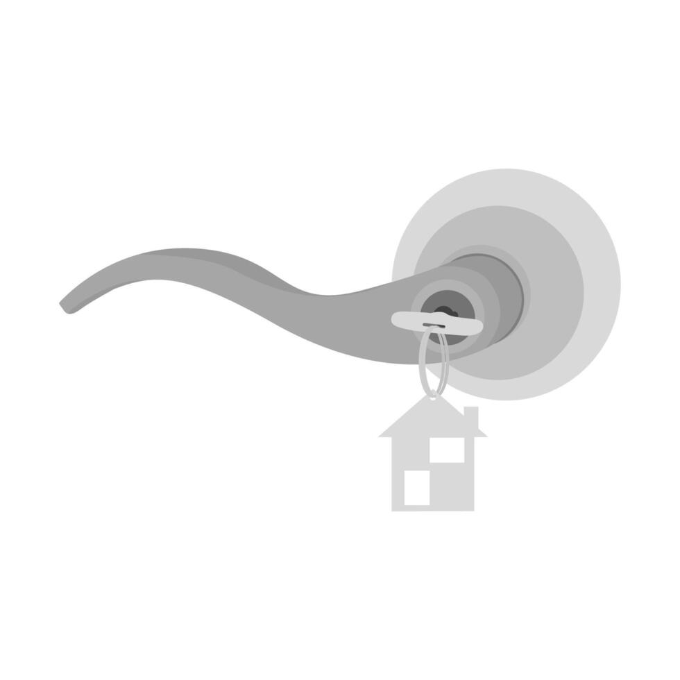 a door handle with a house key and a house key vector