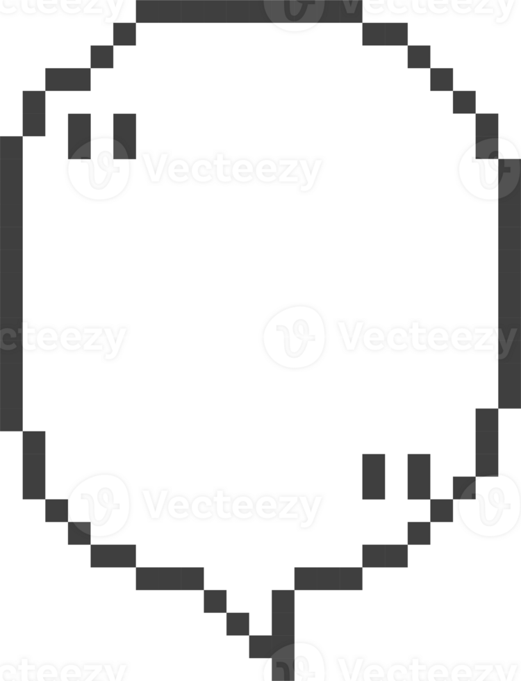 8bit retro game pixel speech bubble balloon with quotation marks, icon sticker memo keyword planner text box banner png