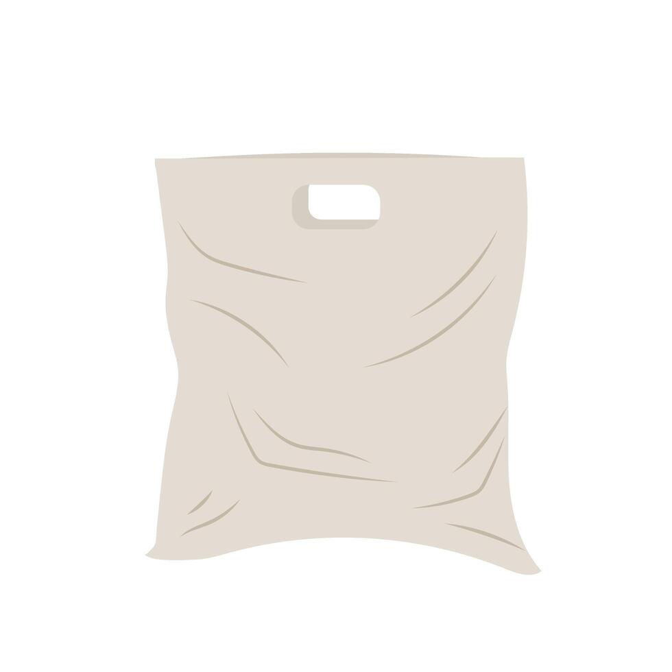 A textile or plastic shopping bag. A flat bag for groceries or other items. Shopping. vector