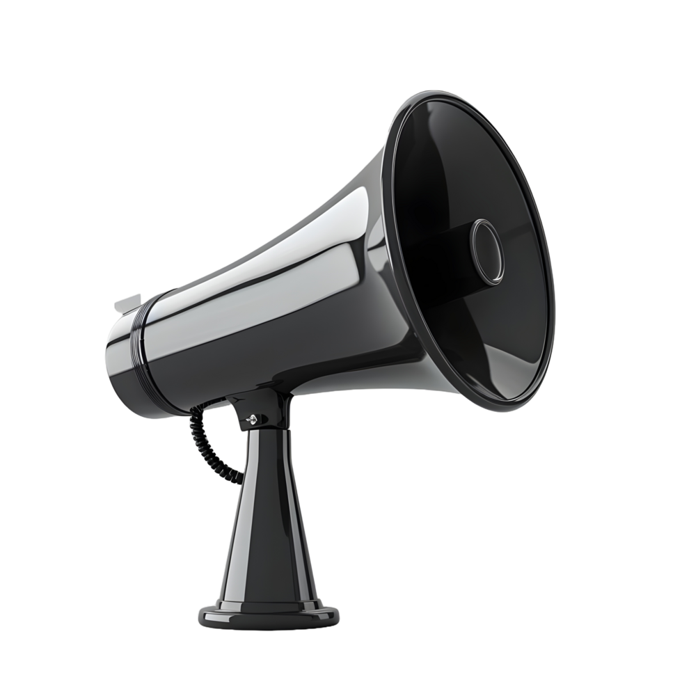 3D-rendered megaphone mock up on a transparent background png