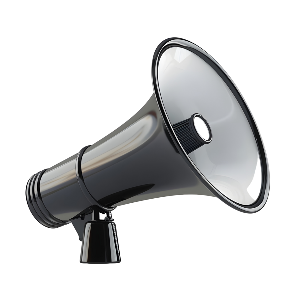 3D-rendered megaphone mock up on a transparent background png