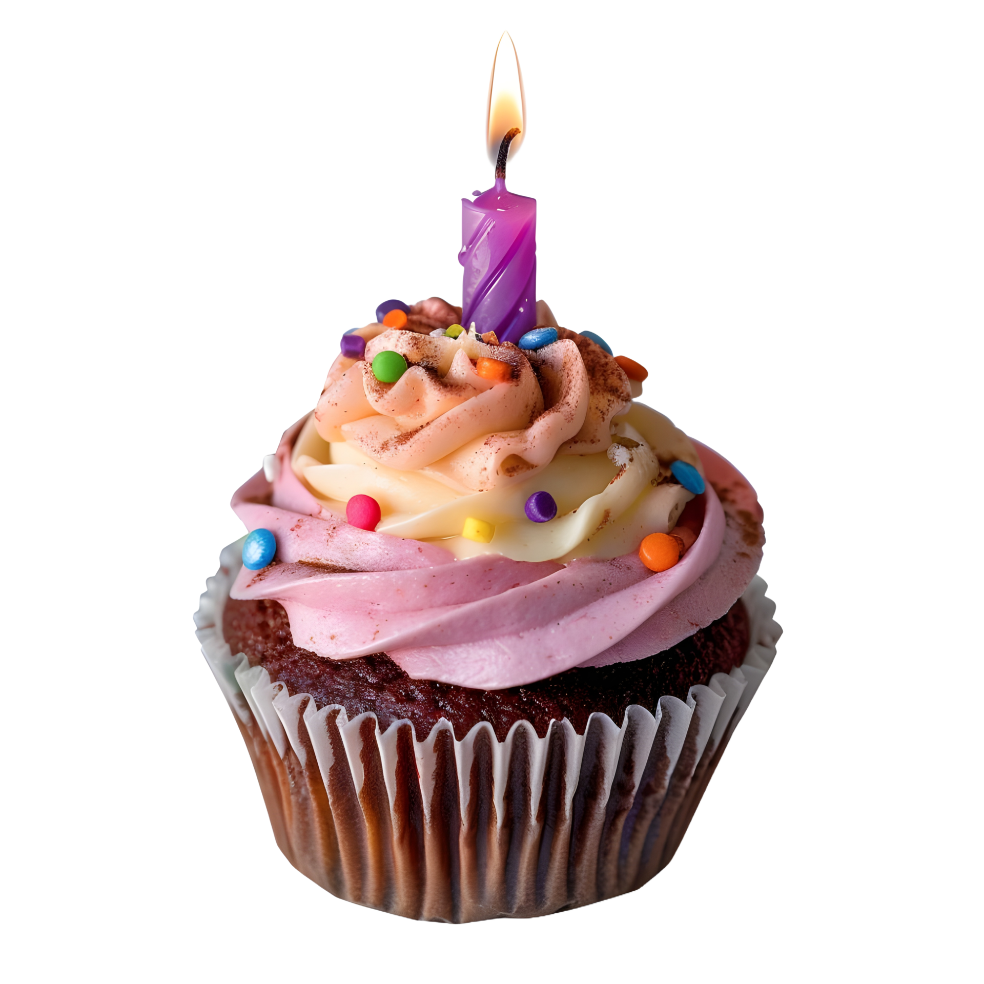 A cupcake with candle on transparent background 48094336 PNG