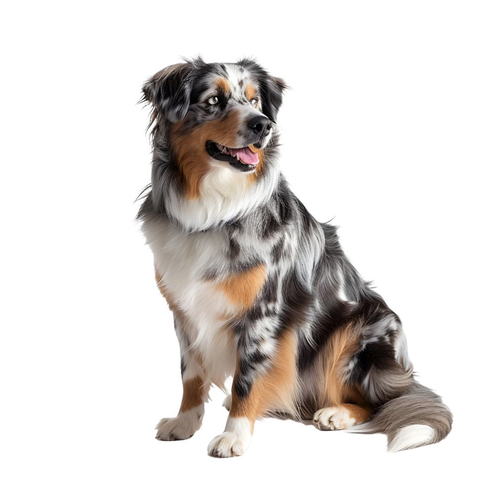 A full length Australian shepherd dog on transparent background png