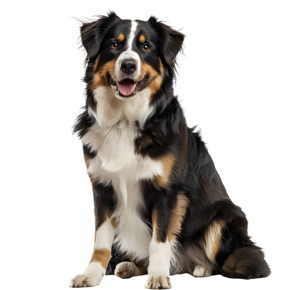 A full length Australian shepherd dog on transparent background png