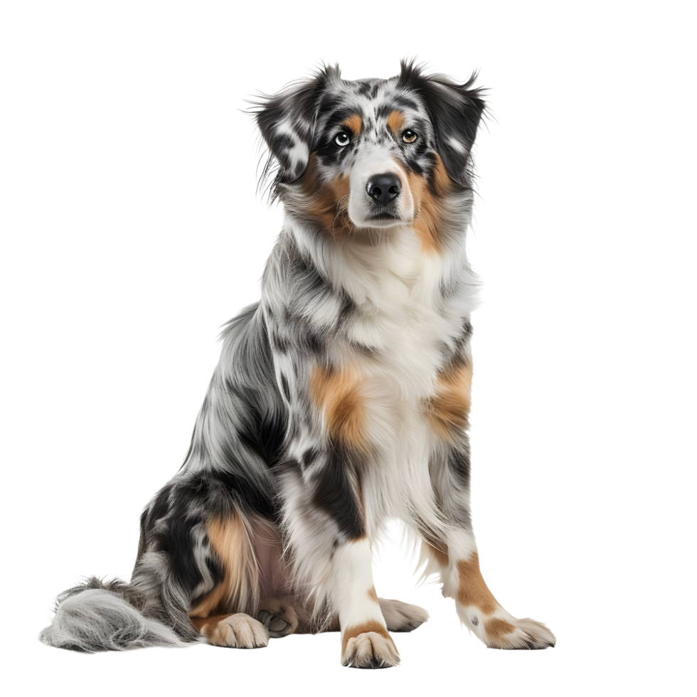 A full length Australian shepherd dog on transparent background png