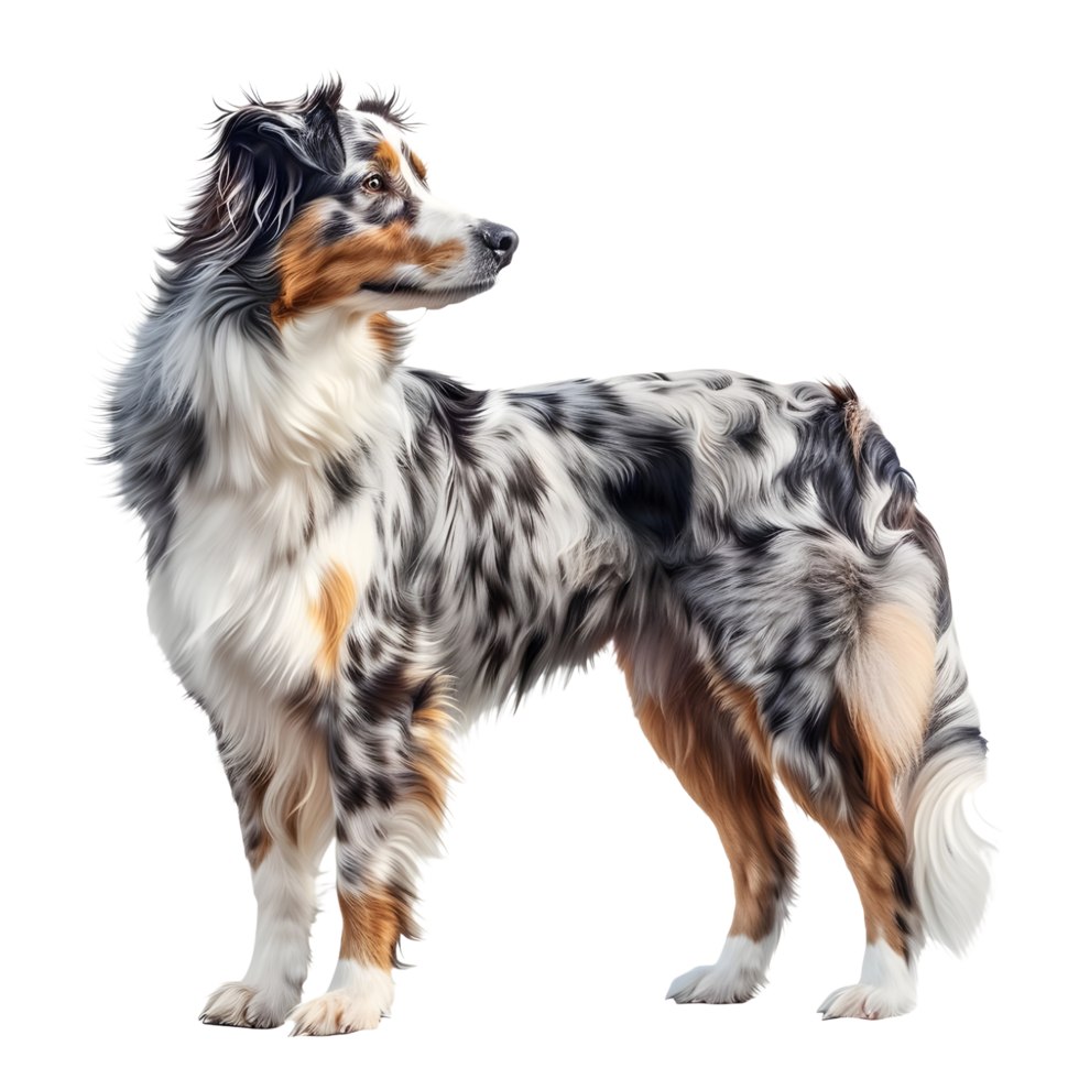 A full length Australian shepherd dog on transparent background png