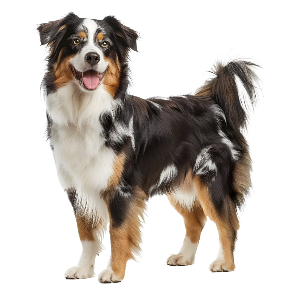 A full length Australian shepherd dog on transparent background png