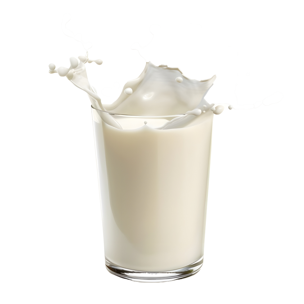 A milk glass with splash on transparent backdrop png