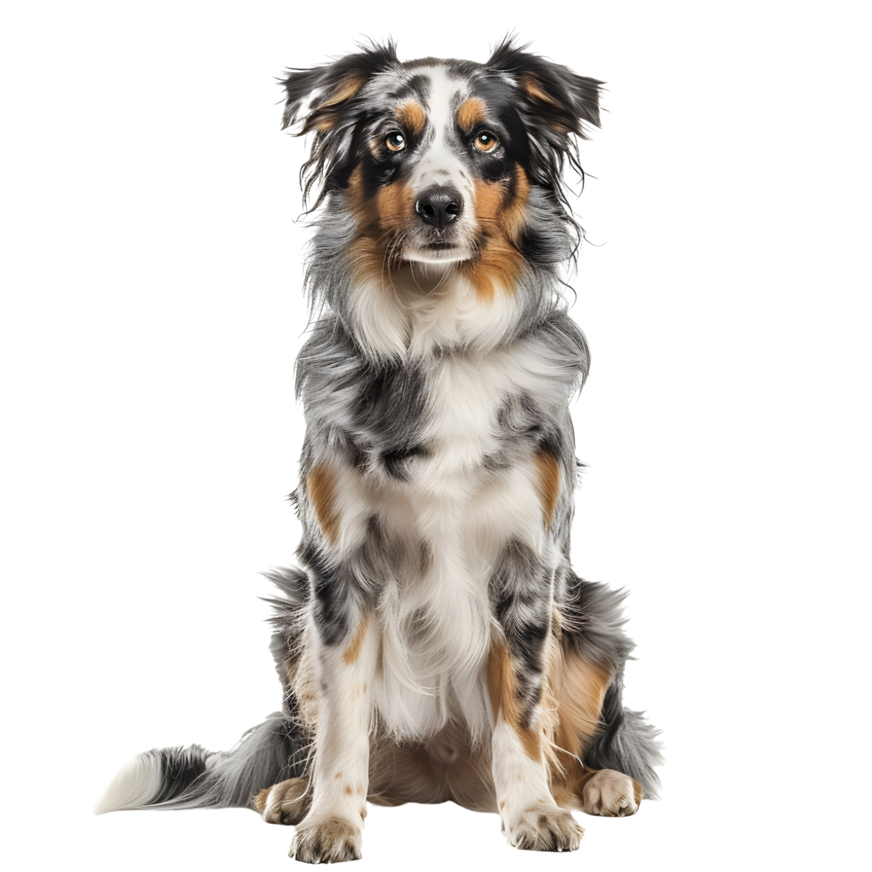 A full length Australian shepherd dog on transparent background png