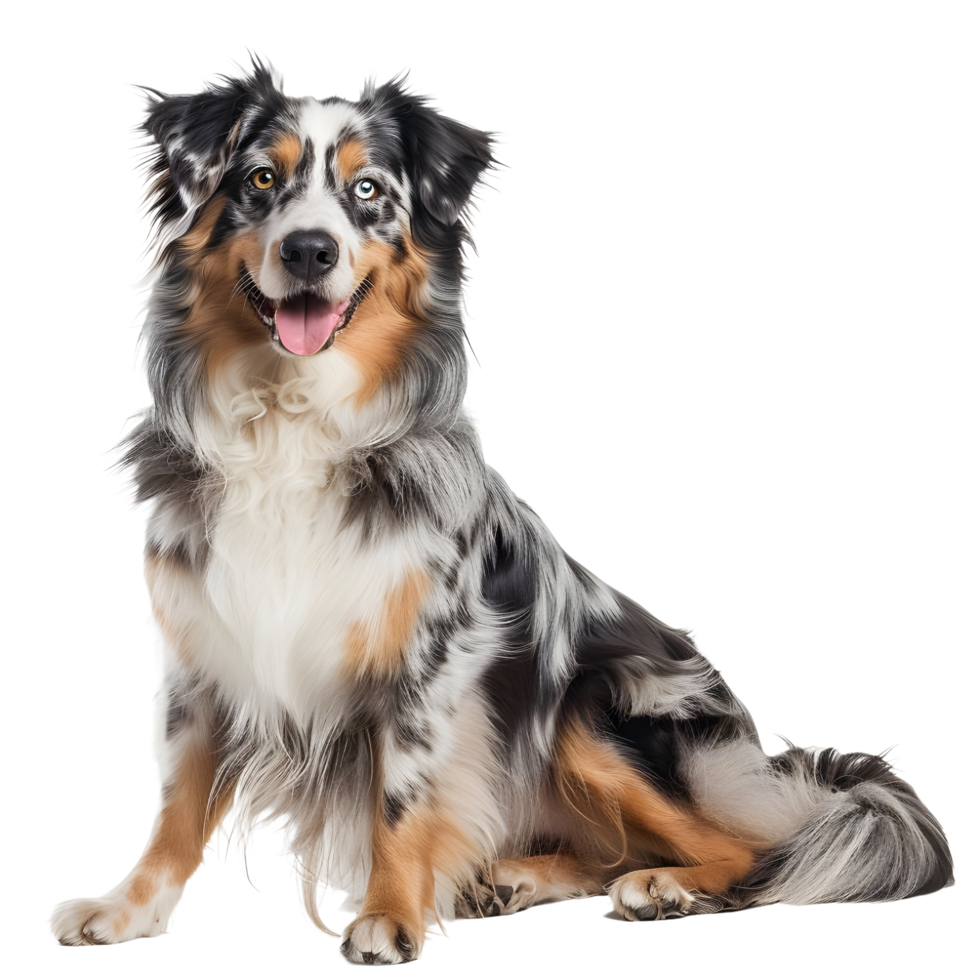 A full length Australian shepherd dog on transparent background png
