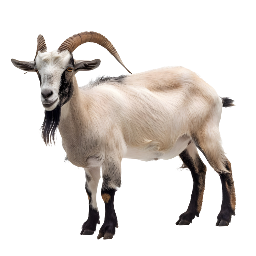 A long horned goat on transparent backdrop png