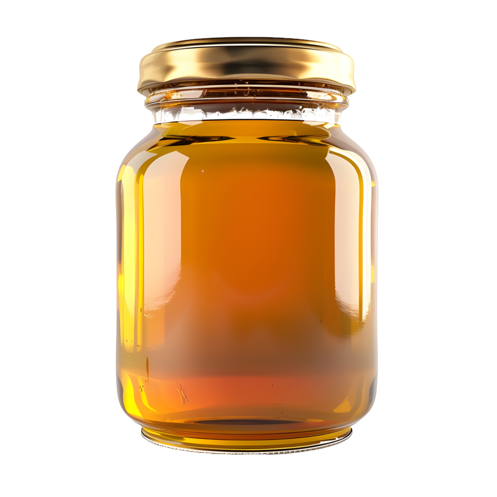 A honey jar with lid on transparent background png
