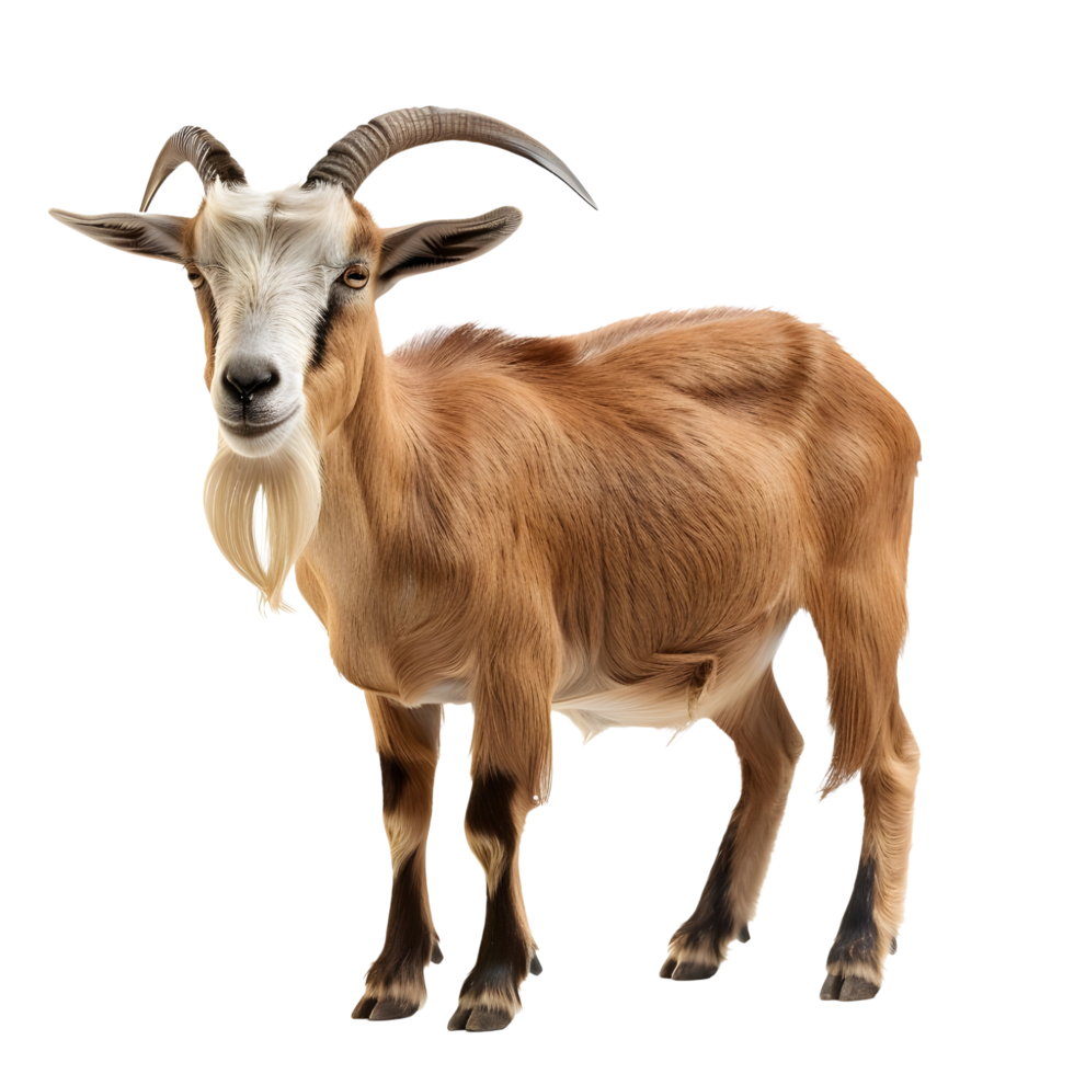 A long horned goat on transparent backdrop png