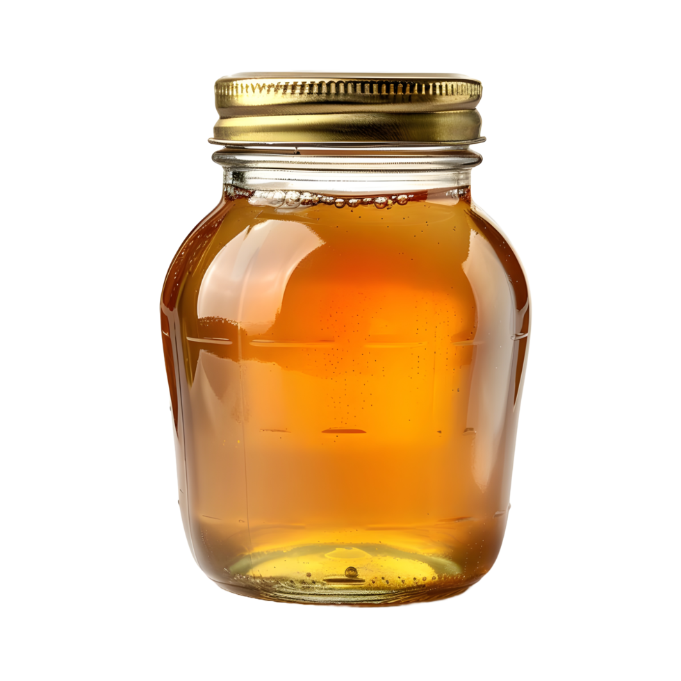A honey jar with lid on transparent background png