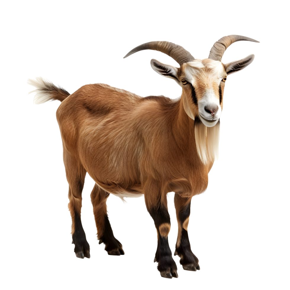 A long horned goat on transparent backdrop png