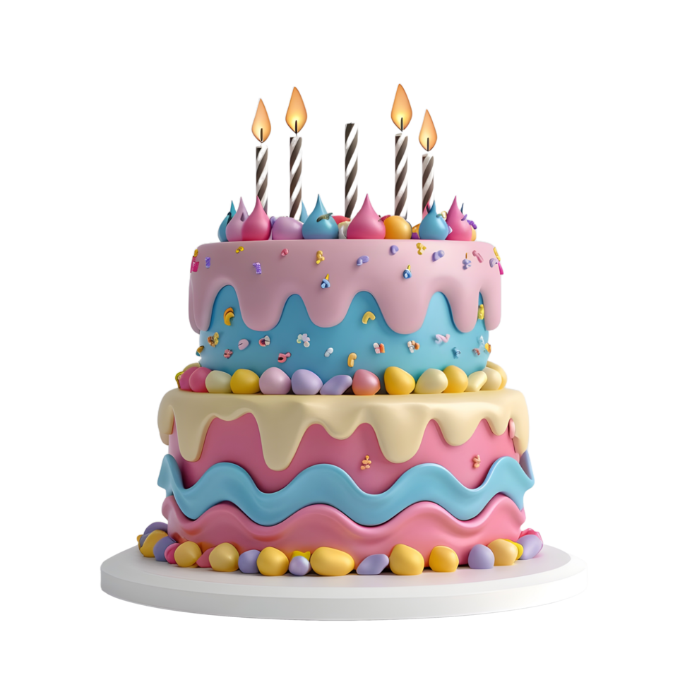 Birthday cake on transparent background high res 8K png