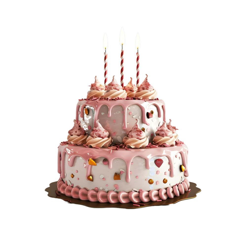 Birthday cake on transparent background high res 8K png