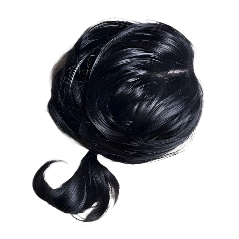 Black female hair patch on transparent background high res 8K png