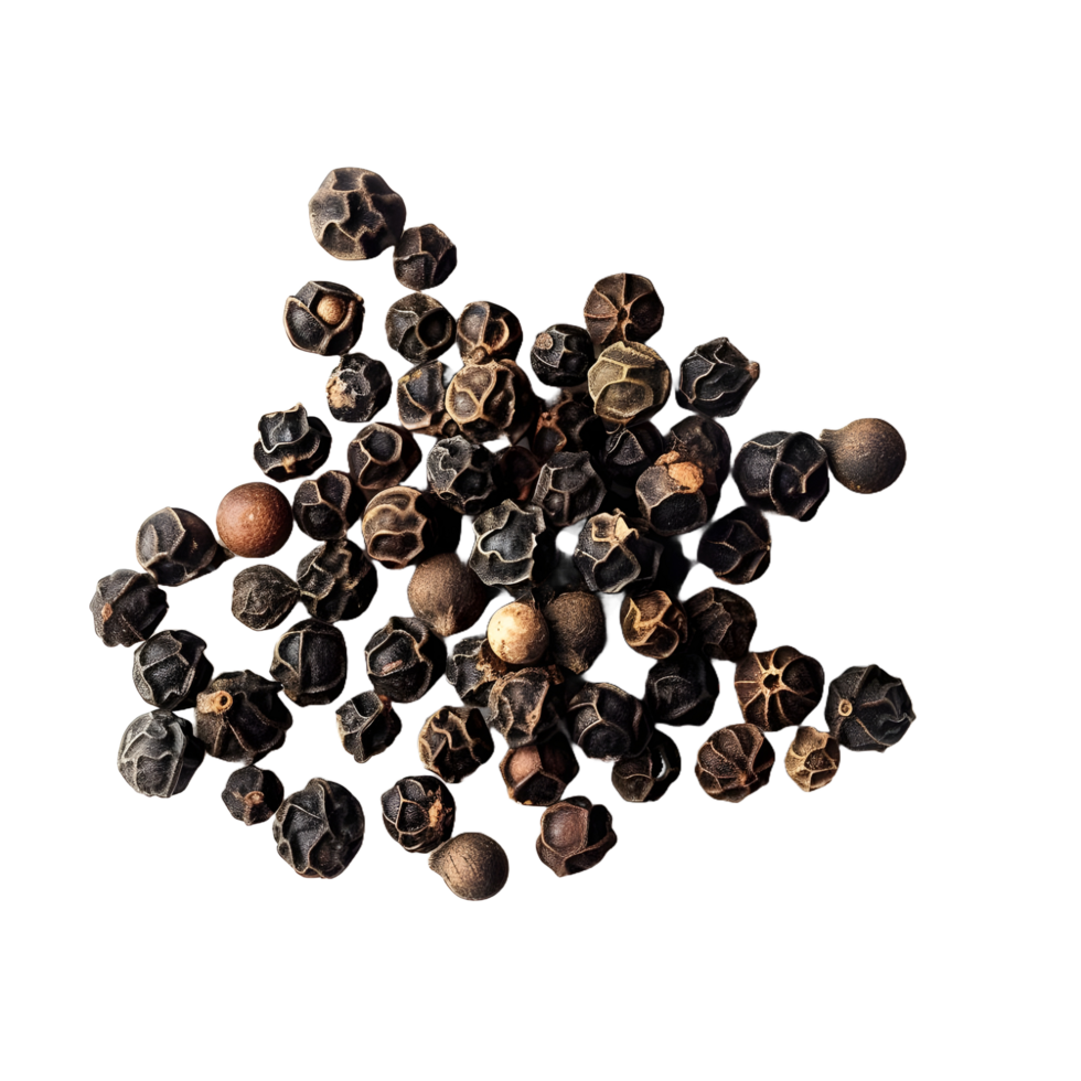 Black pepper on transparent background high res 8K png