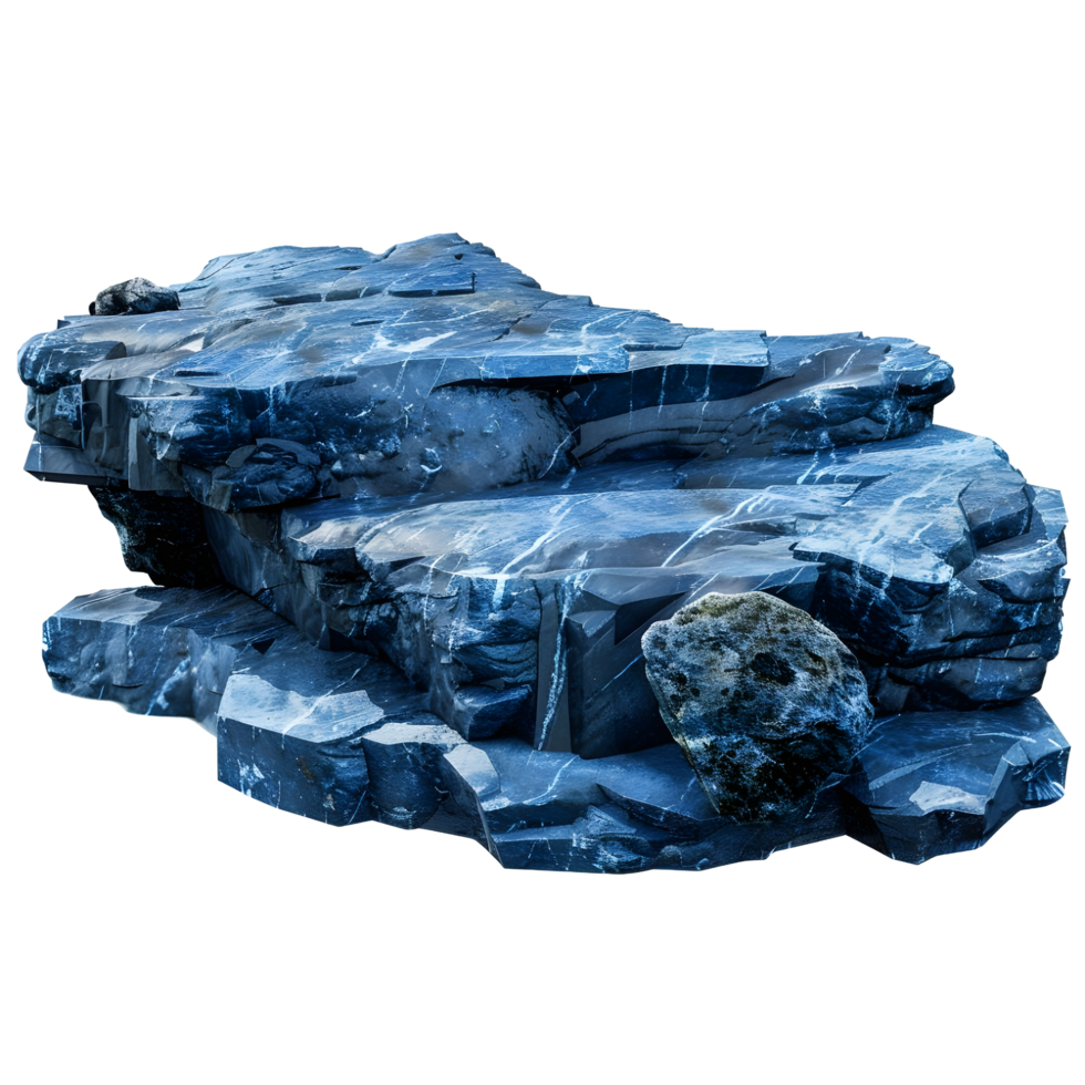 Blue rock platform isolated on transparent background png